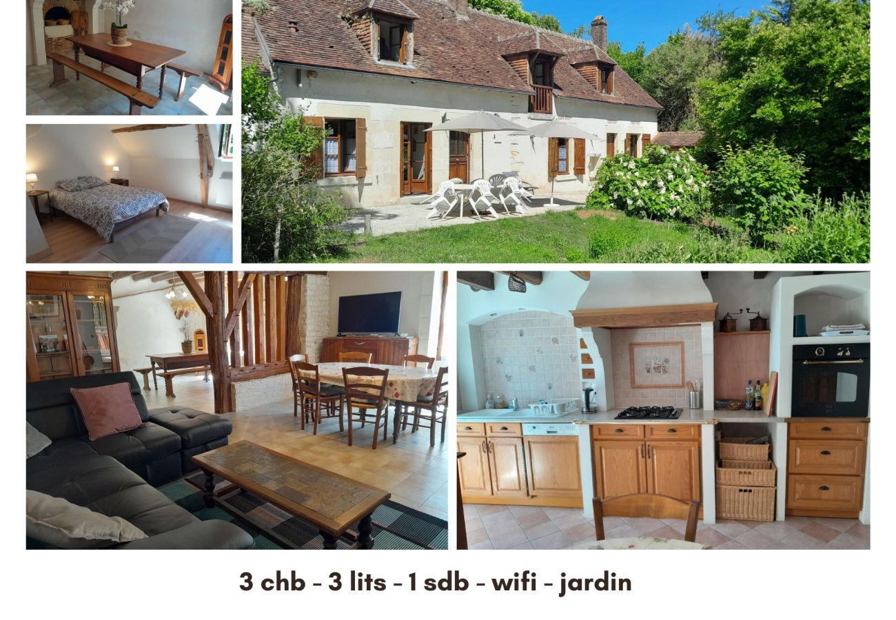 Maison à Pellevoisin - Ravissante longère- 3 chb- wifi- jardin- cheminée 