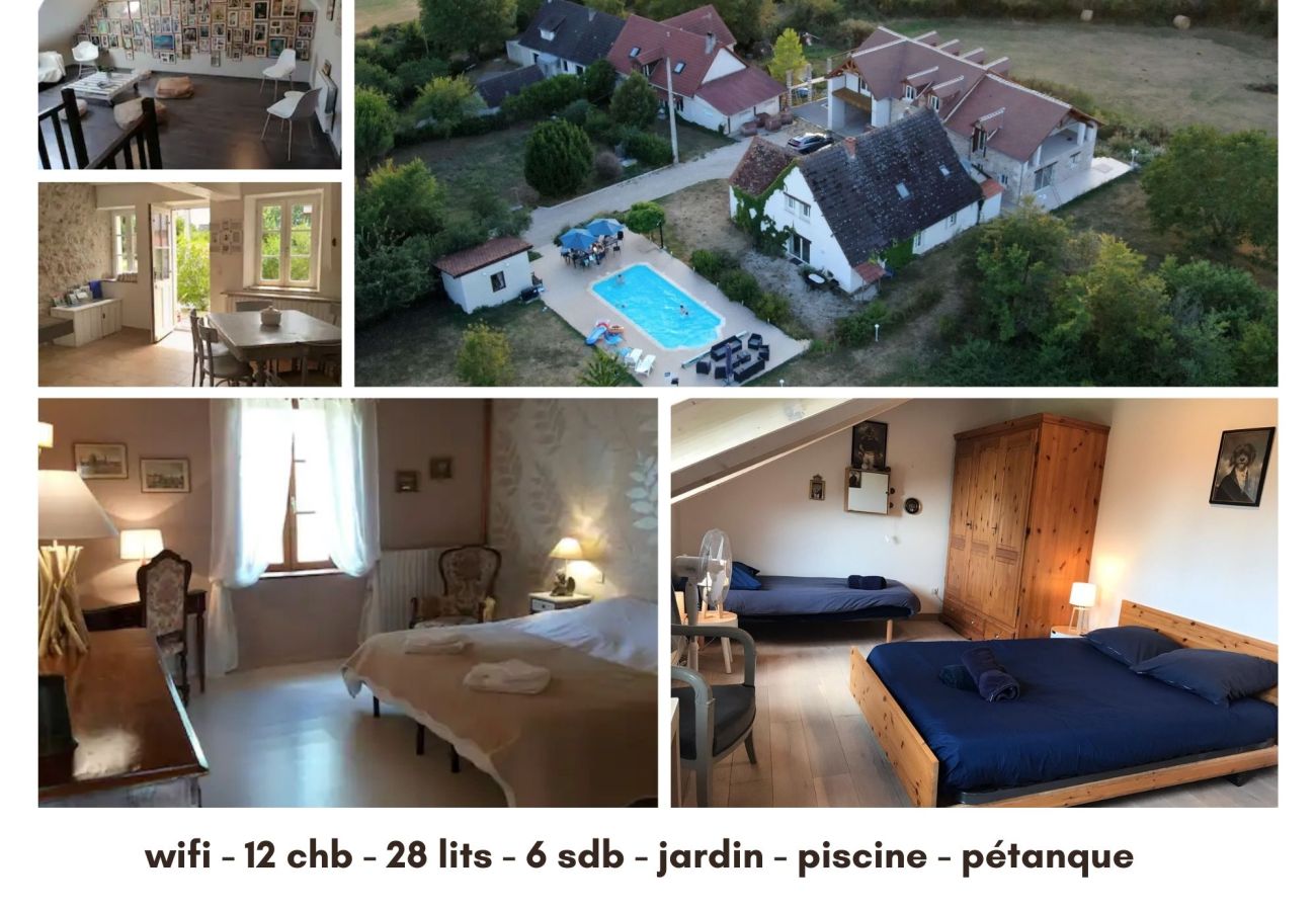 Domaine à Lys-Saint-Georges - Hameau privé de 16 à 40 pers, piscine, discothèque