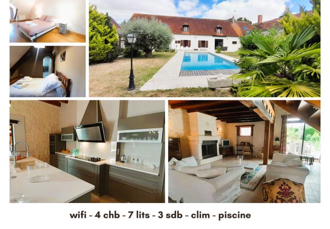 Maison à Levroux - Le Chai - villa 14 pers avec piscine au coeur de Levroux