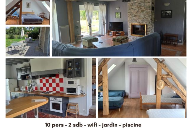 Maison à Saint-Lactencin - Tilloux - Gite 10 pers - piscine - jardin - wifi